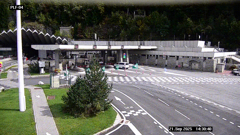 <h2>Webcam au péage du tunnel du Mont-Blanc, côté entrée France à Chamonix, au bout de l'A40</h2>