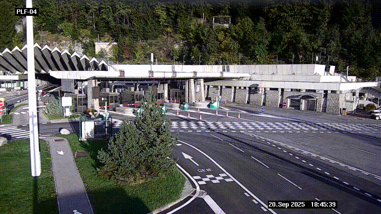Webcam au péage du tunnel du Mont-Blanc, côté entrée France à Chamonix, au bout de l'A40