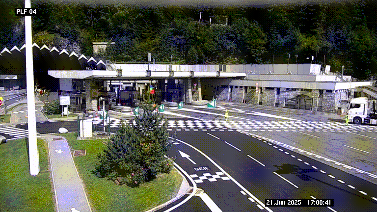 Webcam au péage du tunnel du Mont-Blanc, côté entrée France à Chamonix, au bout de l'A40