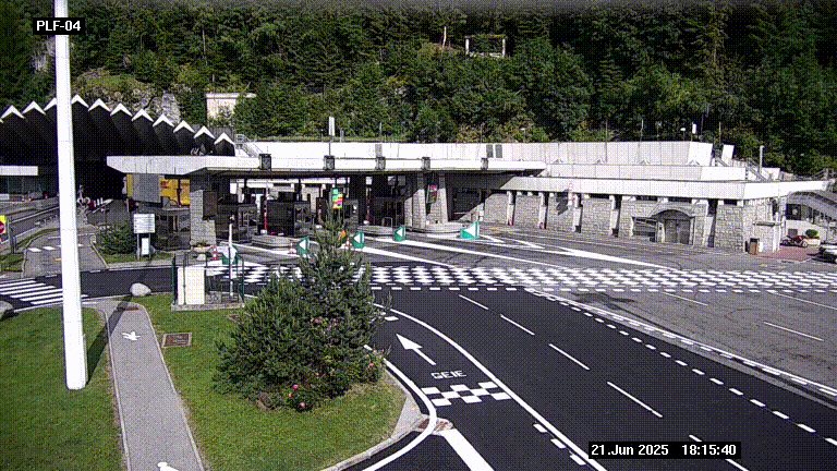 Webcam au péage du tunnel du Mont-Blanc, côté entrée France à Chamonix, au bout de l'A40