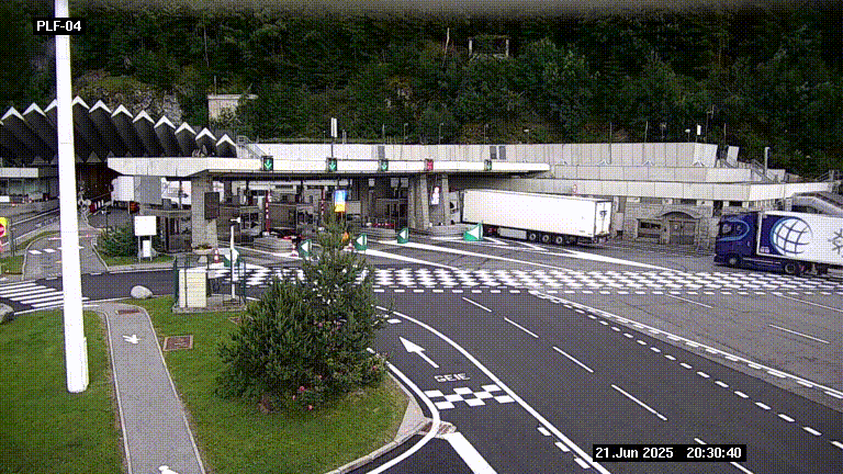 Webcam au péage du tunnel du Mont-Blanc, côté entrée France à Chamonix, au bout de l'A40