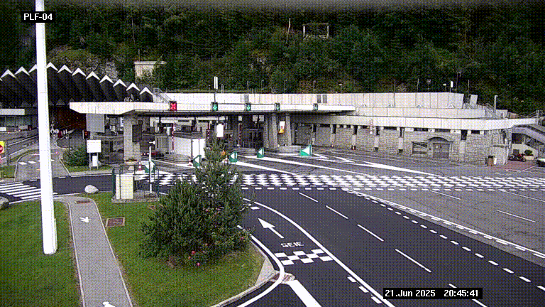 Webcam au péage du tunnel du Mont-Blanc, côté entrée France à Chamonix, au bout de l'A40