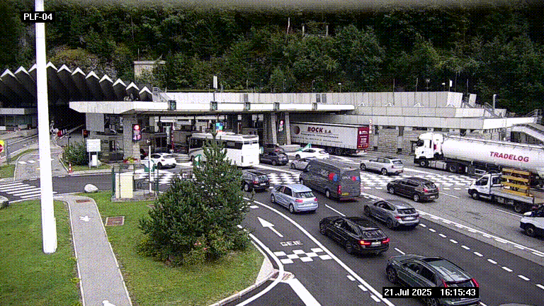 Webcam au péage du tunnel du Mont-Blanc, côté entrée France à Chamonix, au bout de l'A40