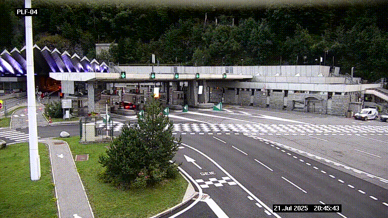 Webcam au péage du tunnel du Mont-Blanc, côté entrée France à Chamonix, au bout de l'A40