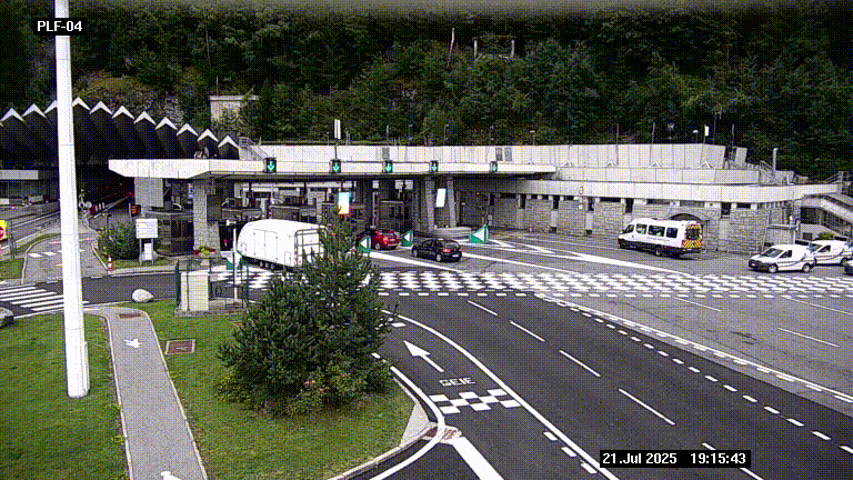 Webcam au péage du tunnel du Mont-Blanc, côté entrée France à Chamonix, au bout de l'A40