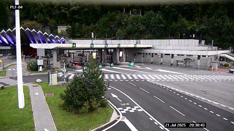 Webcam au péage du tunnel du Mont-Blanc, côté entrée France à Chamonix, au bout de l'A40