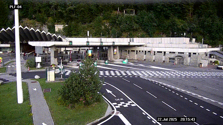 Webcam au péage du tunnel du Mont-Blanc, côté entrée France à Chamonix, au bout de l'A40