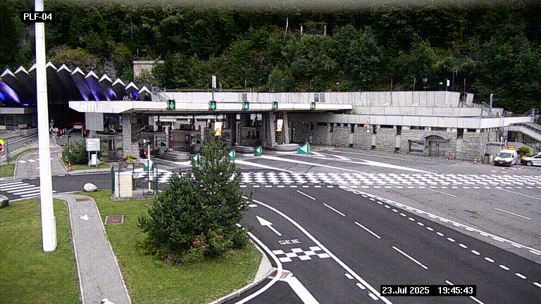Webcam au péage du tunnel du Mont-Blanc, côté entrée France à Chamonix, au bout de l'A40