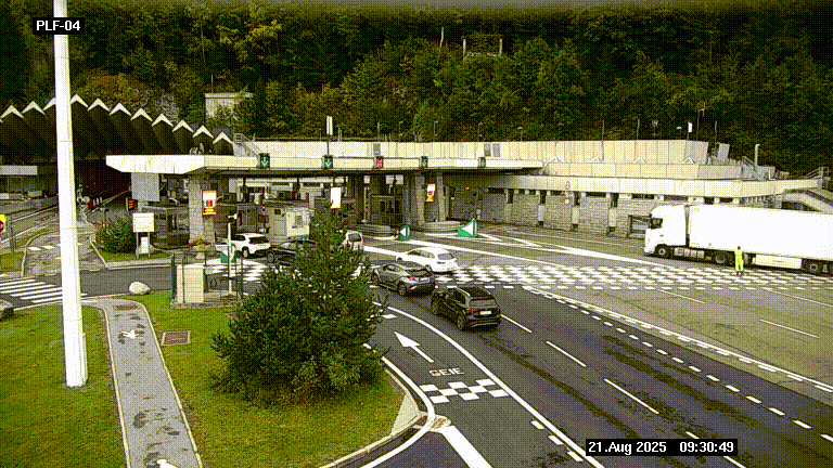 Webcam au péage du tunnel du Mont-Blanc, côté entrée France à Chamonix, au bout de l'A40