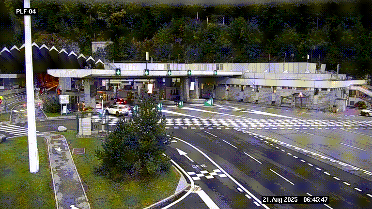 Webcam au péage du tunnel du Mont-Blanc, côté entrée France à Chamonix, au bout de l'A40