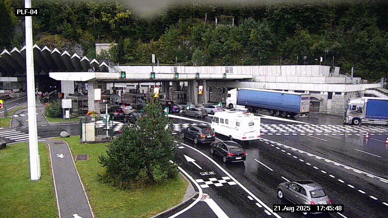 Webcam au péage du tunnel du Mont-Blanc, côté entrée France à Chamonix, au bout de l'A40