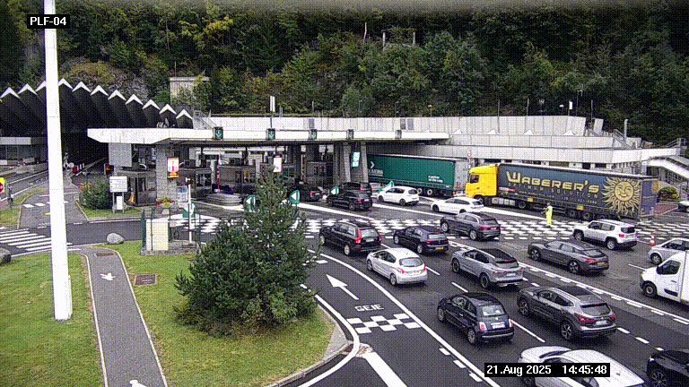 Webcam au péage du tunnel du Mont-Blanc, côté entrée France à Chamonix, au bout de l'A40