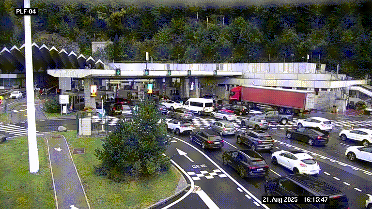 Webcam au péage du tunnel du Mont-Blanc, côté entrée France à Chamonix, au bout de l'A40