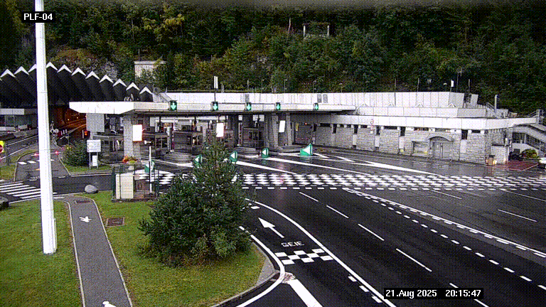 Webcam au péage du tunnel du Mont-Blanc, côté entrée France à Chamonix, au bout de l'A40