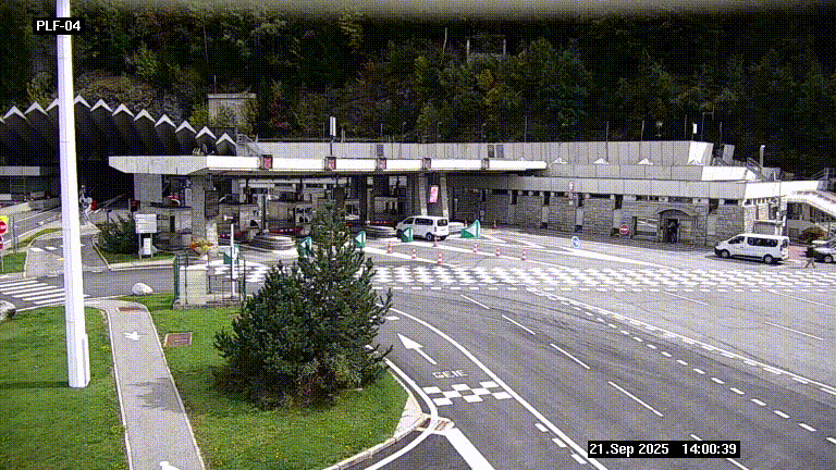 Webcam au péage du tunnel du Mont-Blanc, côté entrée France à Chamonix, au bout de l'A40