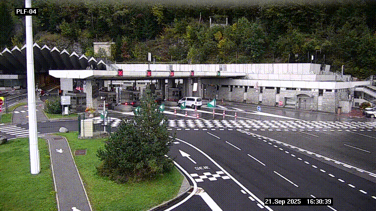Webcam au péage du tunnel du Mont-Blanc, côté entrée France à Chamonix, au bout de l'A40