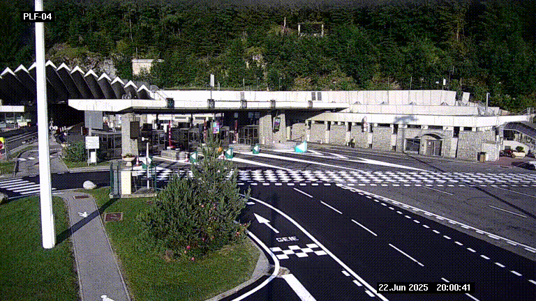 Webcam au péage du tunnel du Mont-Blanc, côté entrée France à Chamonix, au bout de l'A40