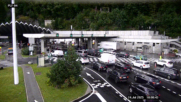 Webcam au péage du tunnel du Mont-Blanc, côté entrée France à Chamonix, au bout de l'A40