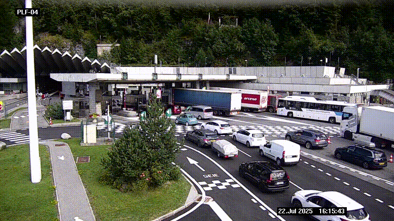 <h2>Webcam au péage du tunnel du Mont-Blanc, côté entrée France à Chamonix, au bout de l'A40</h2>