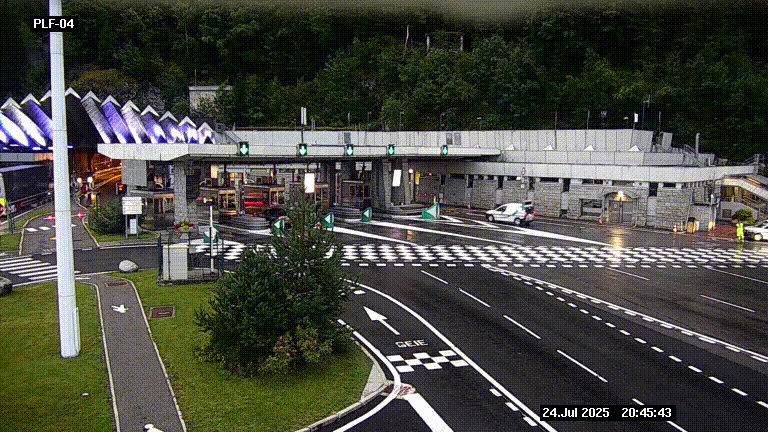 Webcam au péage du tunnel du Mont-Blanc, côté entrée France à Chamonix, au bout de l'A40