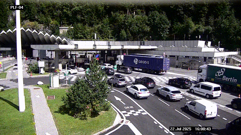 <h2>Webcam au péage du tunnel du Mont-Blanc, côté entrée France à Chamonix, au bout de l'A40</h2>