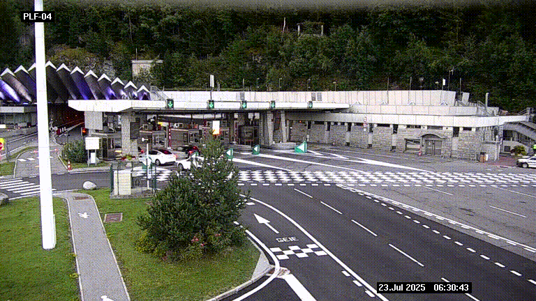 Webcam au péage du tunnel du Mont-Blanc, côté entrée France à Chamonix, au bout de l'A40