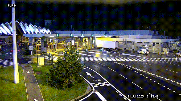 Webcam au péage du tunnel du Mont-Blanc, côté entrée France à Chamonix, au bout de l'A40