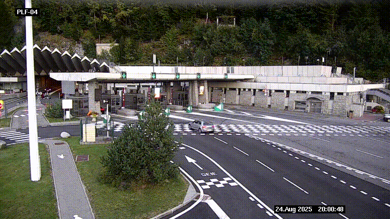 Webcam au péage du tunnel du Mont-Blanc, côté entrée France à Chamonix, au bout de l'A40