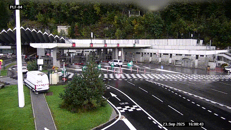 Webcam au péage du tunnel du Mont-Blanc, côté entrée France à Chamonix, au bout de l'A40