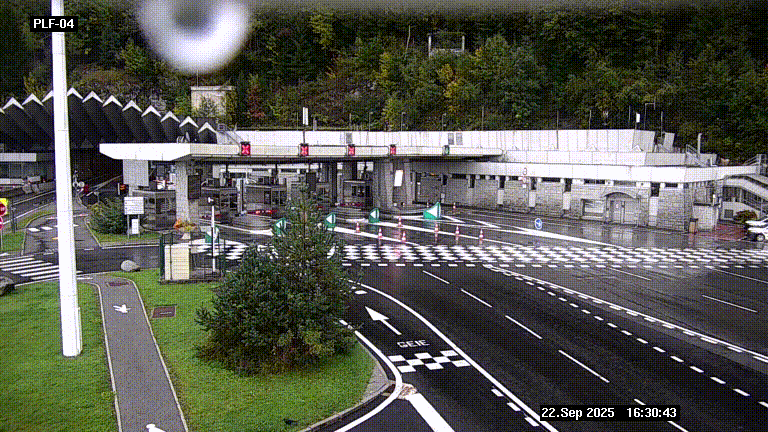Webcam au péage du tunnel du Mont-Blanc, côté entrée France à Chamonix, au bout de l'A40