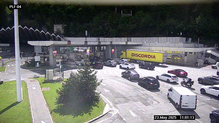 Webcam au péage du tunnel du Mont-Blanc, côté entrée France à Chamonix, au bout de l'A40