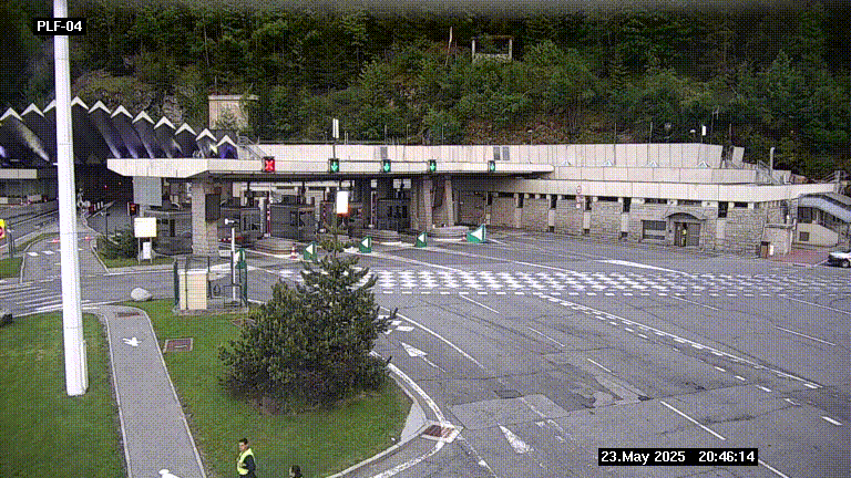 Webcam au péage du tunnel du Mont-Blanc, côté entrée France à Chamonix, au bout de l'A40