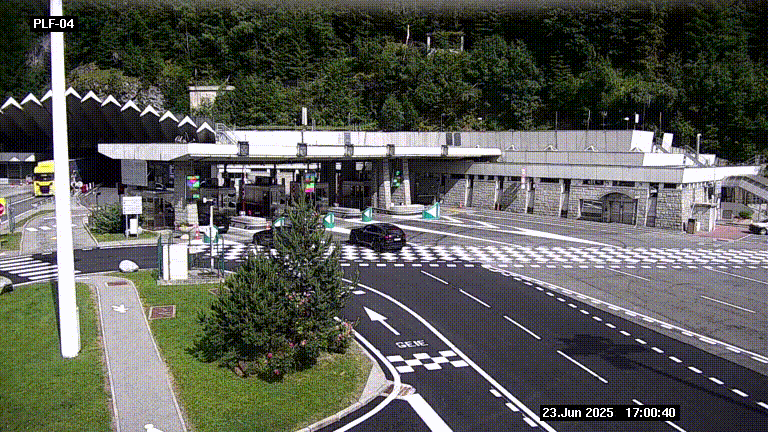 Webcam au péage du tunnel du Mont-Blanc, côté entrée France à Chamonix, au bout de l'A40