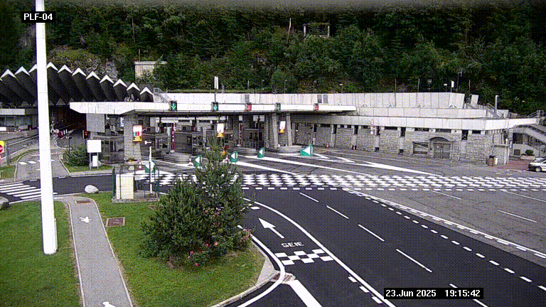 Webcam au péage du tunnel du Mont-Blanc, côté entrée France à Chamonix, au bout de l'A40