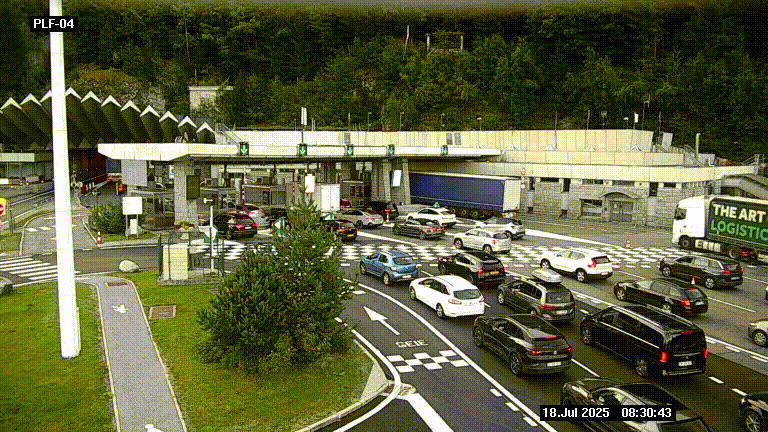 Webcam au péage du tunnel du Mont-Blanc, côté entrée France à Chamonix, au bout de l'A40