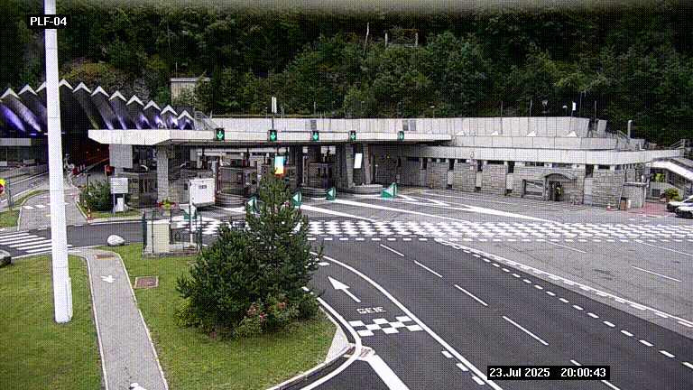 Webcam au péage du tunnel du Mont-Blanc, côté entrée France à Chamonix, au bout de l'A40