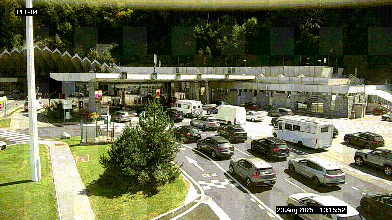 Webcam au péage du tunnel du Mont-Blanc, côté entrée France à Chamonix, au bout de l'A40