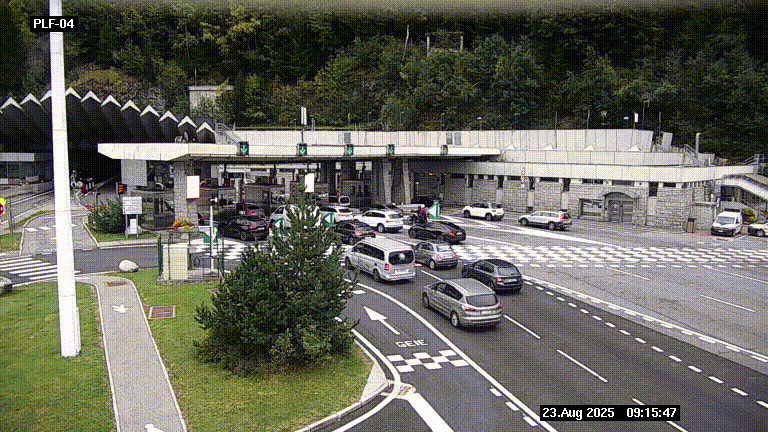 <h2>Webcam au péage du tunnel du Mont-Blanc, côté entrée France à Chamonix, au bout de l'A40</h2>