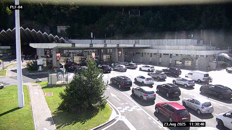 Webcam au péage du tunnel du Mont-Blanc, côté entrée France à Chamonix, au bout de l'A40
