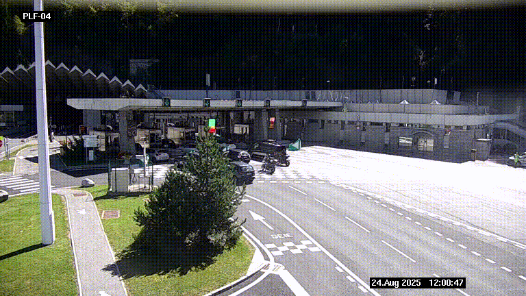 Webcam au péage du tunnel du Mont-Blanc, côté entrée France à Chamonix, au bout de l'A40