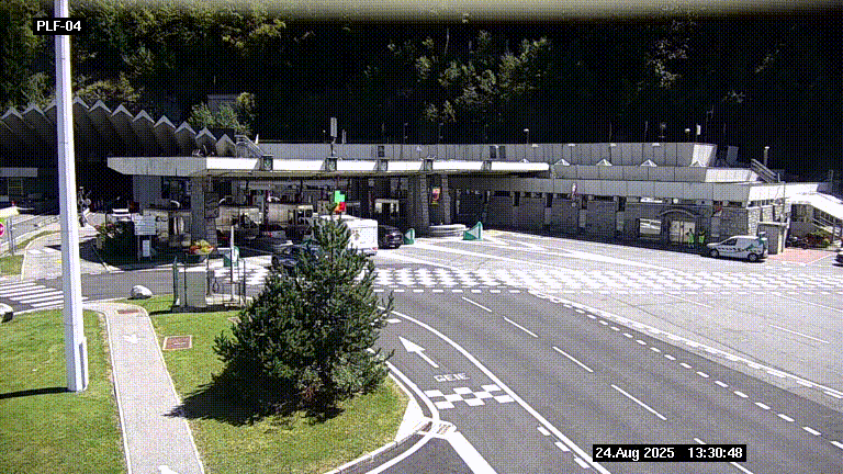 Webcam au péage du tunnel du Mont-Blanc, côté entrée France à Chamonix, au bout de l'A40
