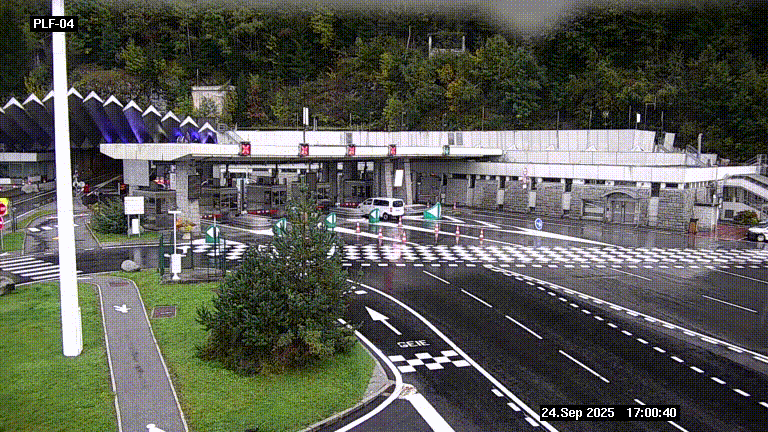 Webcam au péage du tunnel du Mont-Blanc, côté entrée France à Chamonix, au bout de l'A40