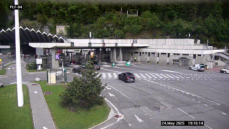 Webcam au péage du tunnel du Mont-Blanc, côté entrée France à Chamonix, au bout de l'A40