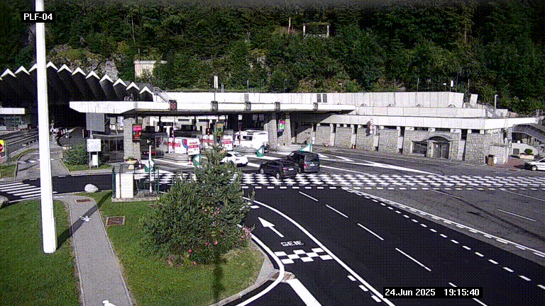 Webcam au péage du tunnel du Mont-Blanc, côté entrée France à Chamonix, au bout de l'A40