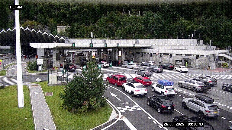 <h2>Webcam au péage du tunnel du Mont-Blanc, côté entrée France à Chamonix, au bout de l'A40</h2>