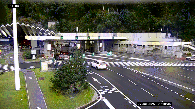 Webcam au péage du tunnel du Mont-Blanc, côté entrée France à Chamonix, au bout de l'A40