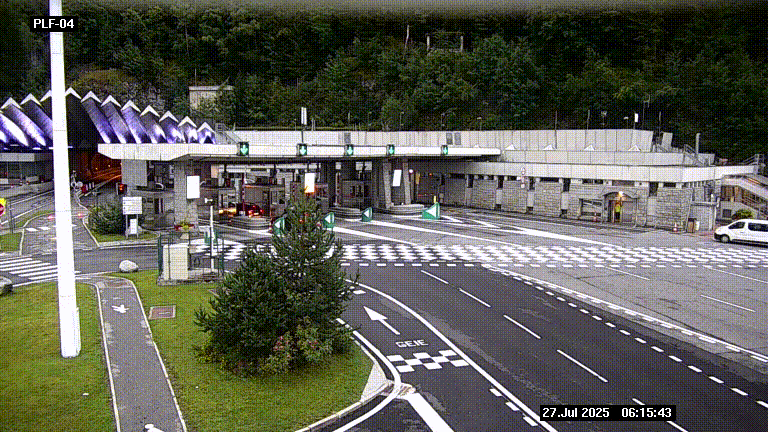 Webcam au péage du tunnel du Mont-Blanc, côté entrée France à Chamonix, au bout de l'A40