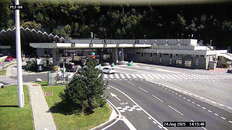 Webcam au péage du tunnel du Mont-Blanc, côté entrée France à Chamonix, au bout de l'A40