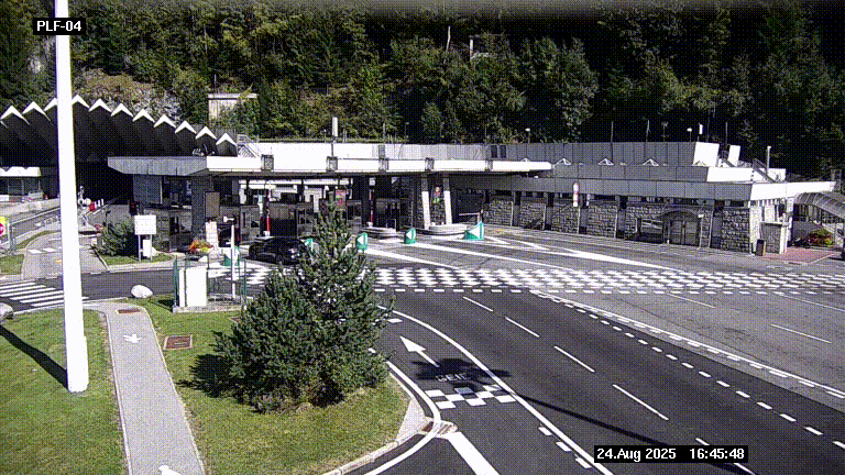 Webcam au péage du tunnel du Mont-Blanc, côté entrée France à Chamonix, au bout de l'A40
