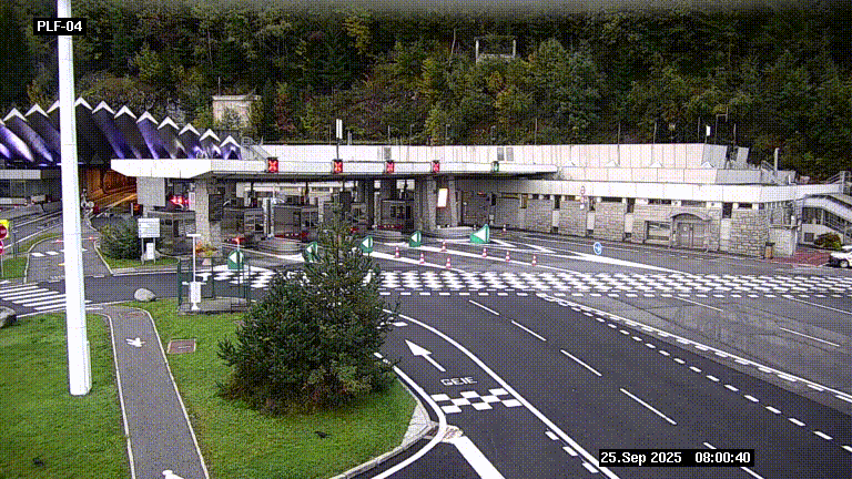 Webcam au péage du tunnel du Mont-Blanc, côté entrée France à Chamonix, au bout de l'A40